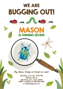 Birthday Invitation Bug White design preview