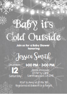 Baby Shower Invitation Baby Its Cold Outside Grey White design preview