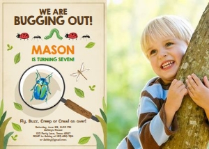 Birthday Invitation Bug Brown - With photo design preview