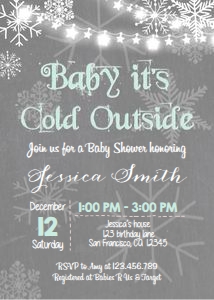 Baby Shower Invitation Baby Its Cold Outside Grey Mint design preview