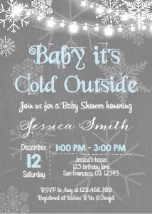 Baby Shower Invitation Baby Its Cold Outside Grey Blue design preview