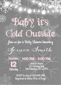 Baby Shower Invitation Baby Its Cold Outside Grey Pink design preview