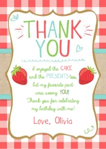 Thank you Card Strawberry Red Blue design preview