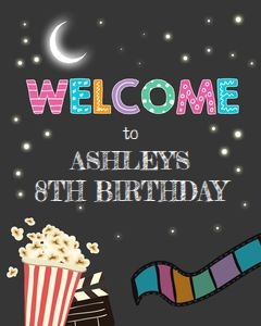 Welcome Sign Movie Night Girl design preview