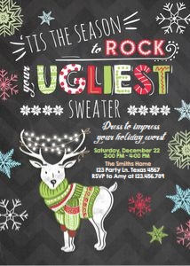 Ugly Sweater Invitation Deer design preview