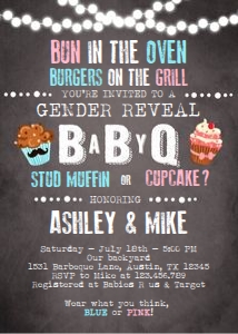 Gender Reveal Invitation BaByQ Pink Blue design preview