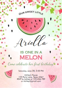 Birthday Invitation Melon Confetti Multicolor design preview