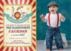 Birthday Invitation Circus - With photo design preview