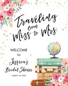 Welcome Sign Miss to Mrs Floral Pink Vertical design preview