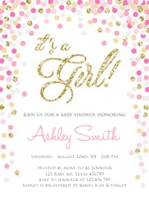 Baby Shower Invitation Confetti Its a Girl design preview