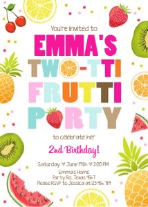 Birthday Invitation Two-tti Frutti White design preview