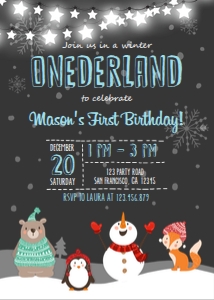 Birthday Invitation Onederland Blue design preview