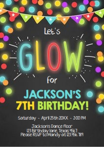 Birthday Invitation Glow Boy design preview