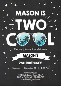 Birthday Invitation Two Cool Chalk design preview