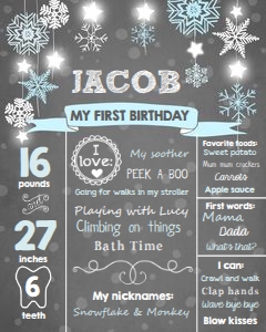 Birthday Milestones Sign Winter Boy design preview