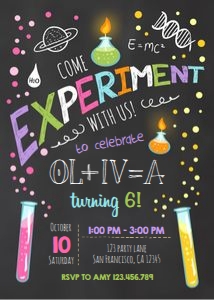 Birthday Invitation Science Girl design preview