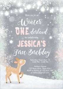 Birthday Invitation Onederland Deer design preview