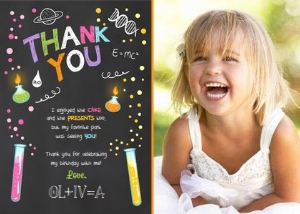 Thank You Card Science Girl with photo design preview