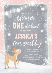 Birthday Invitation Onederland Deer v2 design preview