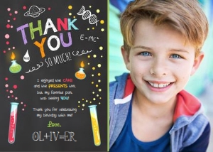 Thank You Card Science Boy with photo design preview