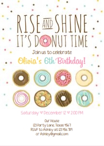 Birthday Invitation Rise and Shine Its Donut Time White design preview