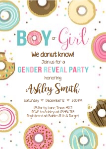 Gender Reveal Invitation Donut White design preview