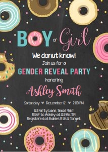 Gender Reveal Invitation Donut Chalk design preview