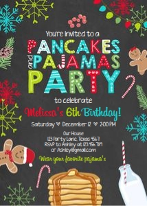 Birthday Invitation Pancakes and Pajamas Christmas Chalk design preview