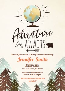 Baby Shower Invitation Adventure Awaits design preview