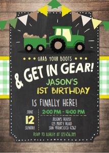 Birthday Invitation Tractor Boy design preview