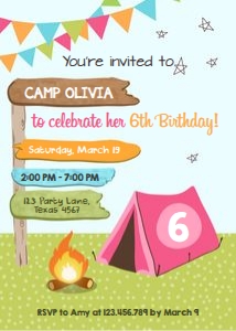 Birthday Invitation Camping 0452 design preview