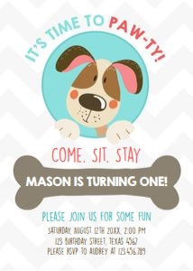 Birthday Invitation Puppy Dog Blue design preview