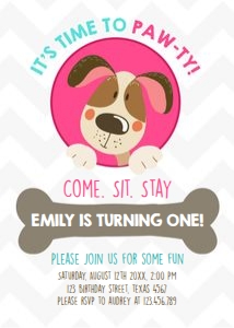 Birthday Invitation Puppy Dog Pink design preview