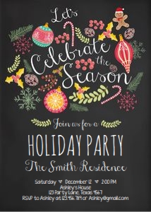 Holiday Party Invitation Chalk design preview