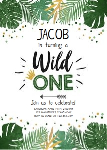 Birthday Invitation Safari Wild One No Animals design preview