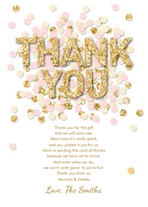 Thank You Card Confetti Gold design preview