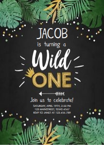 Birthday Invitation Safari Wild One No Animals Chalk design preview
