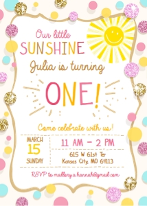 Birthday Invitation Sunshine One design preview