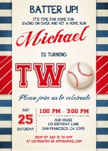 Birthday Invitation Baseball Two design preview