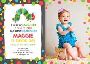 Birthday Invitation Caterpillar - With photo design preview