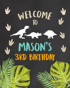 Welcome Sign Dinosaur Chalk design preview