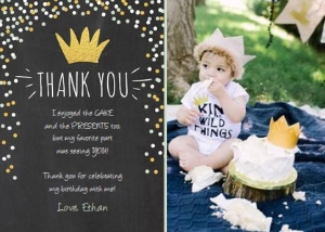 Thank you card Wild Things Black - With photo design preview