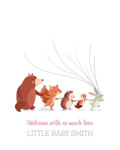 Guestbook Woodland Animals Bunny design preview