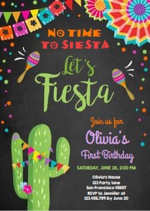 Birthday Invitation Let's Fiesta Chalk design preview
