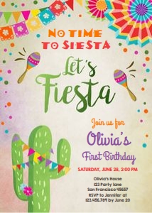 Birthday Invitation Let's Fiesta Colored design preview