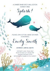 Baby Shower Nautical Whale with Baby White design preview