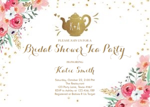 Bridal Shower Invitation Tea Floral Horizontal: Bridal Shower Invitation Tea Floral Horizontal