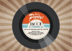 Birthday Invitation Vintage Record Brown design preview