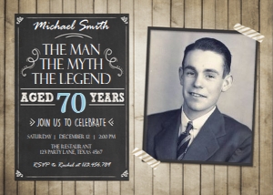 Birthday Invitation man Myth Legend 70 - With photo design preview