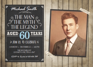 Birthday Invitation man Myth Legend 60 - With photo design preview
